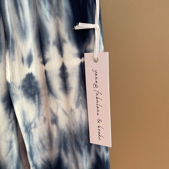 NWT Young Fabulous & Broke Palms Tie Dye Split Front Pants in Blue White Size XS - Picture 3 of 8
